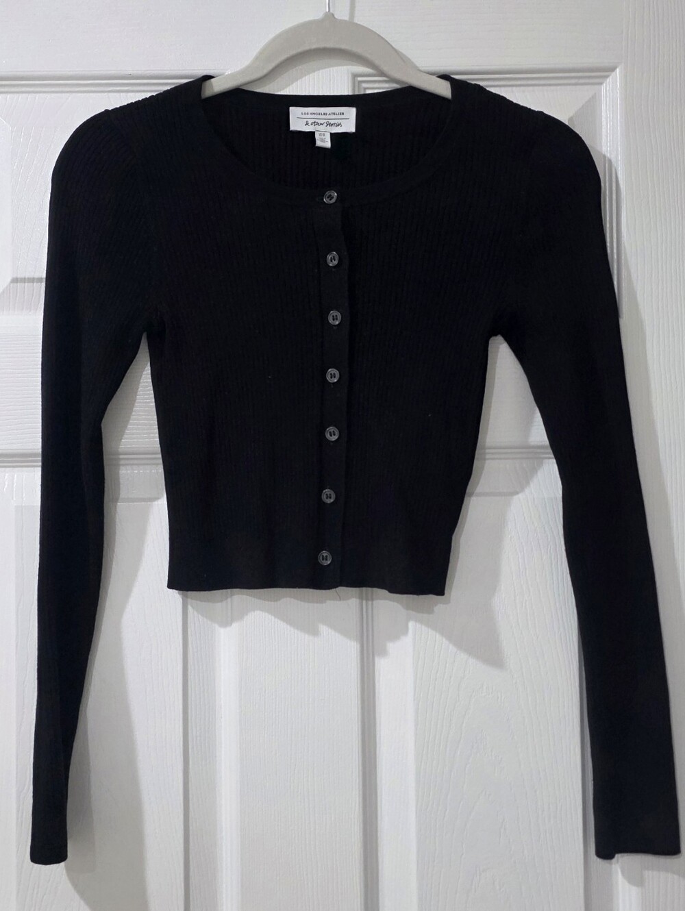 & Other Stories Ribbed Knit Cardigan (Black, Size XS)